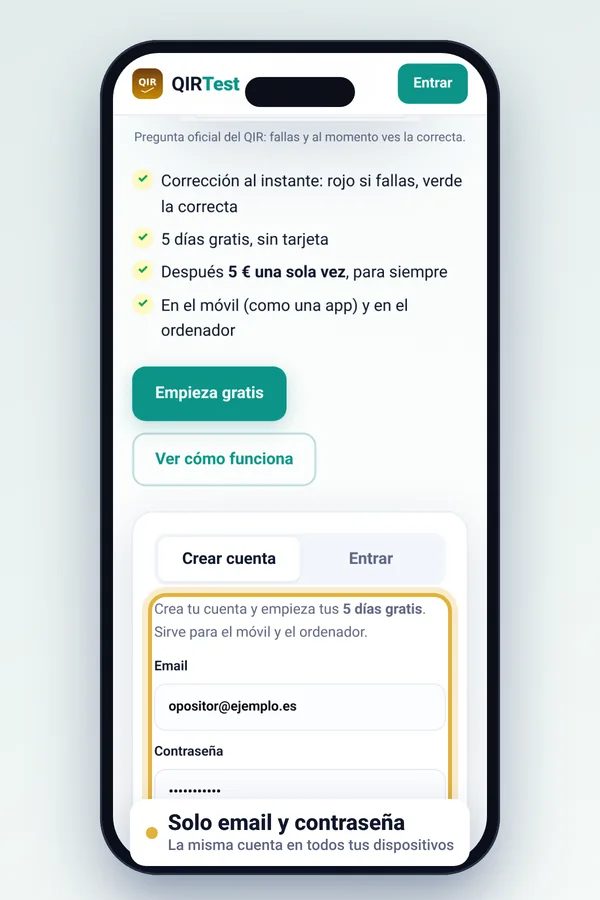 Pantalla de registro