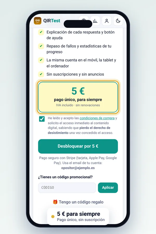 Pantalla de desbloqueo por 5 euros